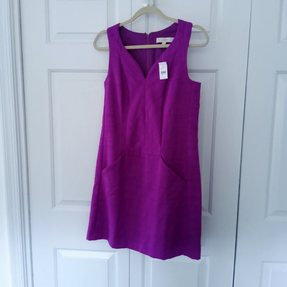 Orchid NWT Ann Taylor Textured Sleeveless Dress Front Pockets Size 4
